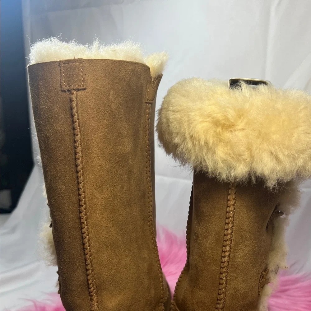 UGG Tan Shearling Buttoned Boots